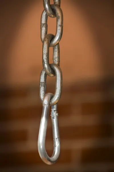 Strong chain with snap hook on the end — Stock Photo, Image
