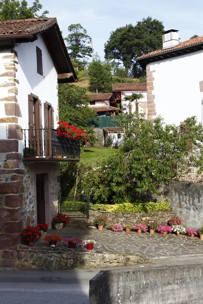 Maisons en pierre et bois orné très typique dans la belle villa — Photo