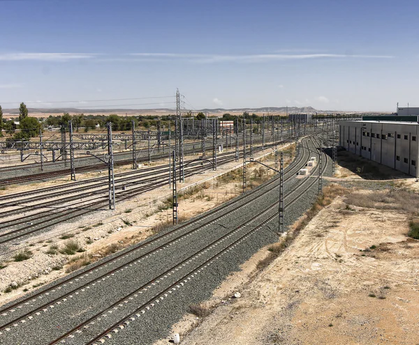 Perspectiva de algunas vías del tren — Foto de Stock