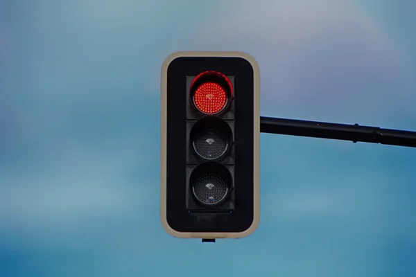 Modern traffic lights with LED lights in red — Stock Photo, Image
