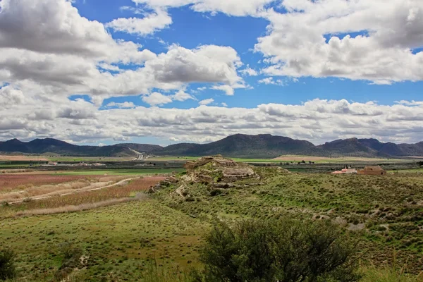 Overview of the field with beautiful cloudy sky — Stock Photo, Image