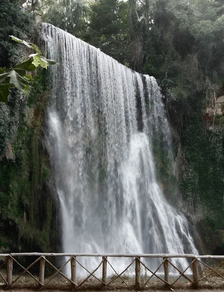 Gran cascada espectacular en un bosque dentro —  Fotos de Stock