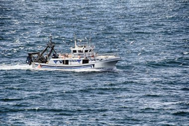 mavi deniz kıyısına yakın yelken küçük balıkçı teknesi