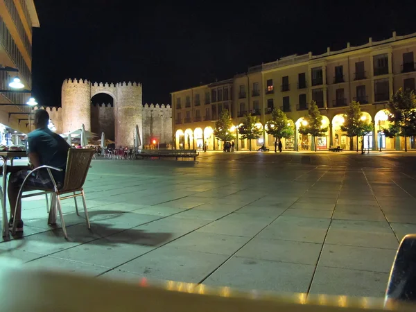 Famous square in the center of the medieval town of Avila, Spain — Stock Photo, Image