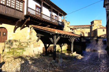 Typical houses in the World Heritage town of Santillana del Mar, clipart