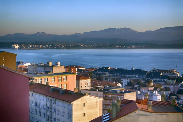 General view from up at dusk in the city of Santander, Spain — Stock Photo, Image