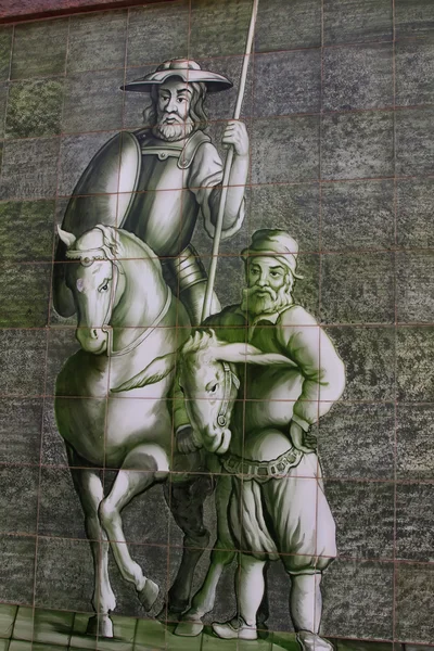 Don Kişot ve sancho panza seramik duvar resmi — Stok fotoğraf
