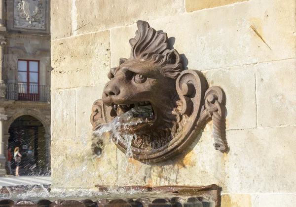 Fontana decorata con testa di leone in bronzo — Foto Stock