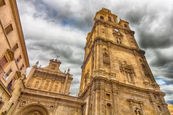 Murcia Cathedral of the year 1465 a day of storm, in Murcia, Spa — Stock Photo, Image