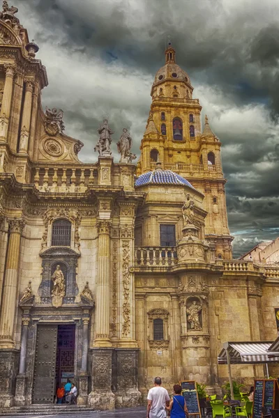 Murcia Cathedral of the year 1465 a day of storm, in Murcia, Spa — Stock Photo, Image