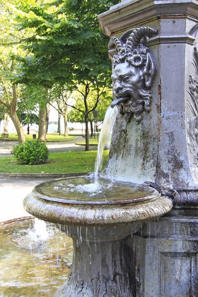 Fontaine décorée avec tête de lion en bronze — Photo