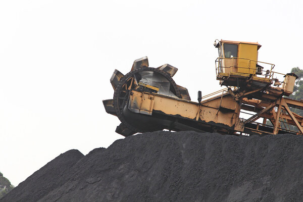 huge excavator of coal in a mine