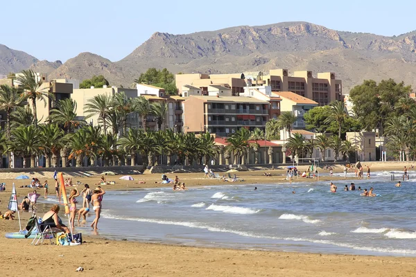 Varm sandstrand i mazarron, Spanien — Stockfoto