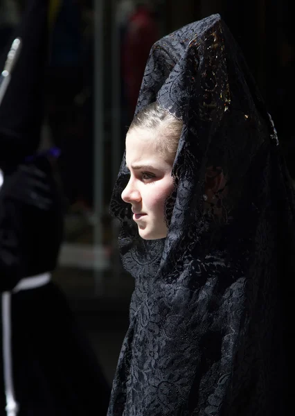 Valladolid, Spanje - 17 april: Pasen week (semana santa), nazare — Stockfoto