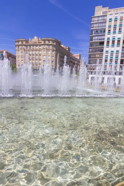 Modern fountain in the square Zorrilla in Valladolid, Spain — Stock Photo, Image