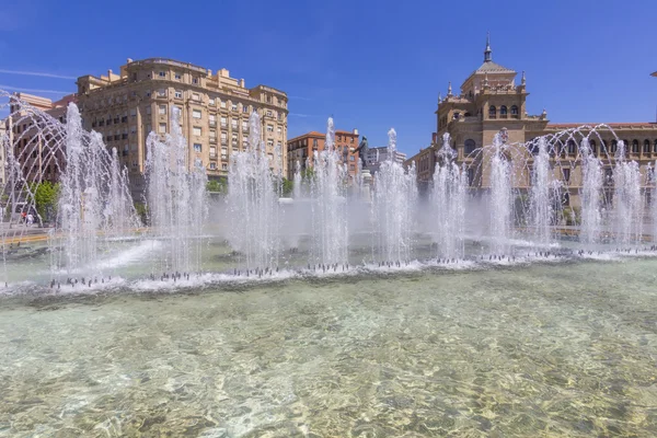 Modern fountain in the square Zorrilla in Valladolid, Spain — Stock Photo, Image