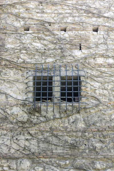 Griglia di ferro in finestra nel castello — Foto Stock