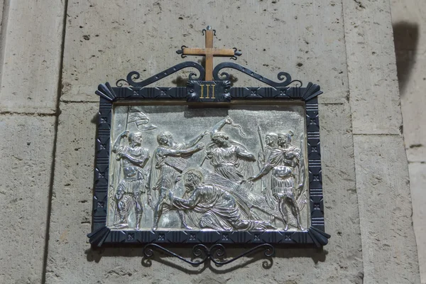 Grabado en plata desde el tercer paso de la crucifixión de Jes — Foto de Stock