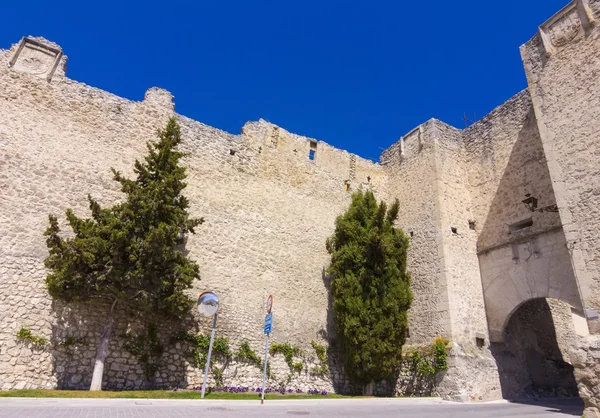 Stary kamienny mur i wejście do epoki mudejar, wieś c — Zdjęcie stockowe