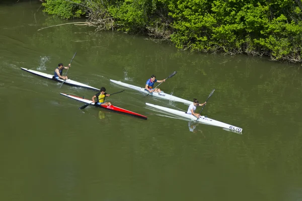 VALLADOLID, SPAIN - April 5: kayakers families participating in — Stock Photo, Image