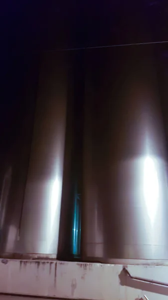 Madrid Spain 2019 Night Image Aluminum Storage Tank Modern Factory — 스톡 사진