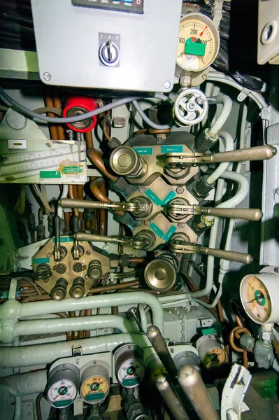 Adjustment Control Panels Old Submarine — Stock Photo, Image