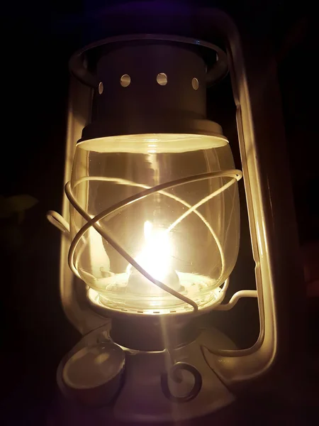 Old Lantern Lit Night — Stock Photo, Image