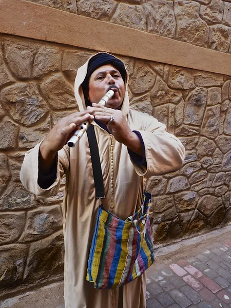 Moroccan Street Flutist — Stock Photo, Image