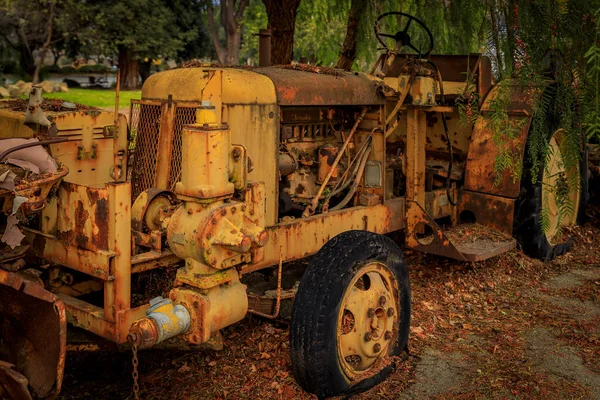 Vieux Rouillés Abandonnés Équipement Lourd Tracteurs Pelles Bulldozers Parmi Les — Photo