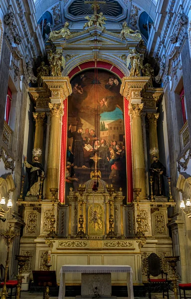 Porto Portugal May 2018 Ornate Baroque Gilded Altar Gothic Monument — Stock Photo, Image