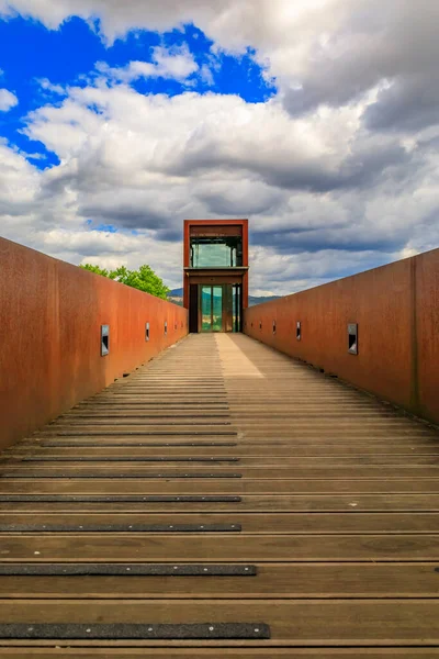 Ascenseur Public Moderne Près Citadelle Fortifications Médiévales Dans Vieille Ville — Photo