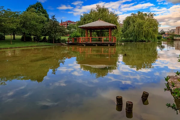 Japanese Style Park Pagoda Pond Yamaguchi Park Pamplona Navarra Spain — Stock Photo, Image