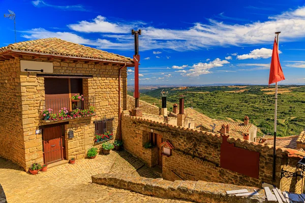 Aerial View Old Stone Houses Terraced Fields Surrounding Valley Iglesia — Stockfoto