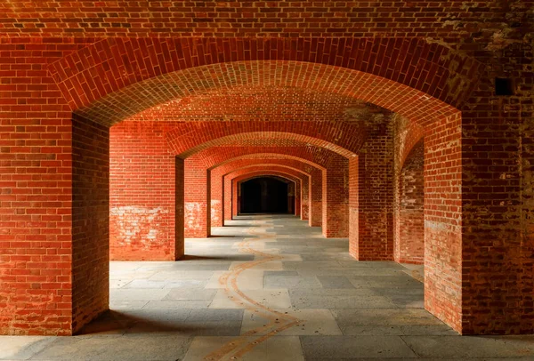 Arched Corridor Fort Point National Historic Site Fortification Golden Gate — стоковое фото