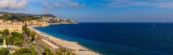 Aerial Panoramic View Nice Coastline Beach Promenade Des Anglais Mediterranean — Zdjęcie stockowe