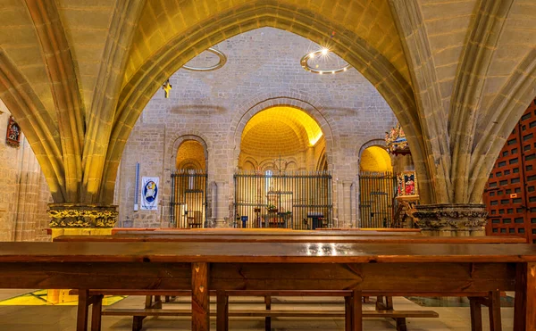 Ujue Spain June 2021 Romanesque Interior Pews Iglesia Santa Maria — Stockfoto