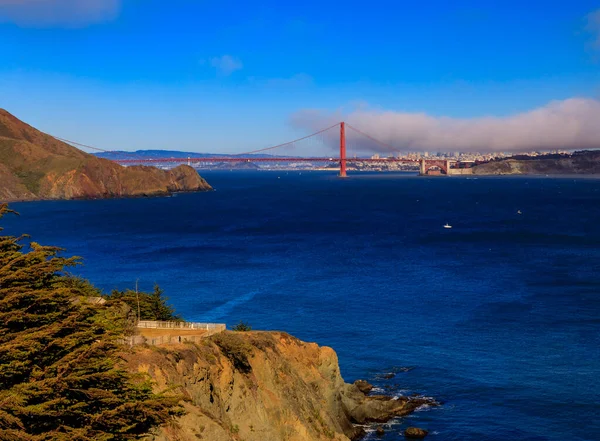 Panorama Golden Gate Bridge Clear Blue Sky San Francisco Skyline — Foto Stock