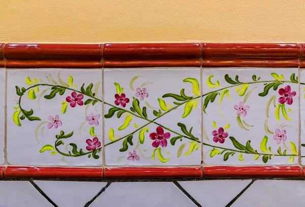 Decorative Wall Tile Floral Design Traditional Spanish Restaurant Madrid Spain — Photo