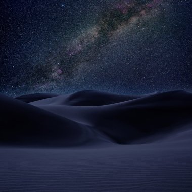 Desert dunes sand in milky way stars night clipart