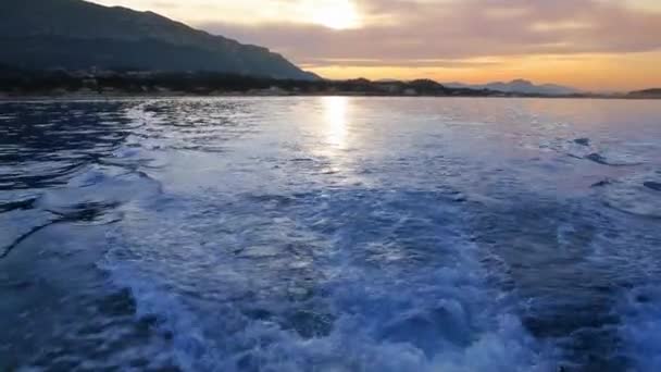 Denia ηλιοβασίλεμα στο Αλικάντε Βαλένθια Κοινότητα θέα από μια βάρκα — Αρχείο Βίντεο