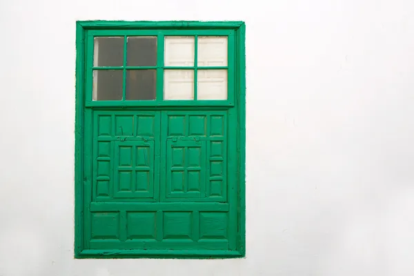 Lanzarote Teguise green window Canary Islands — Stock Photo, Image