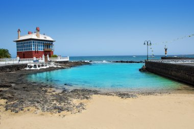 Arrieta Haria beach in Lanzarote coast at Canaries clipart