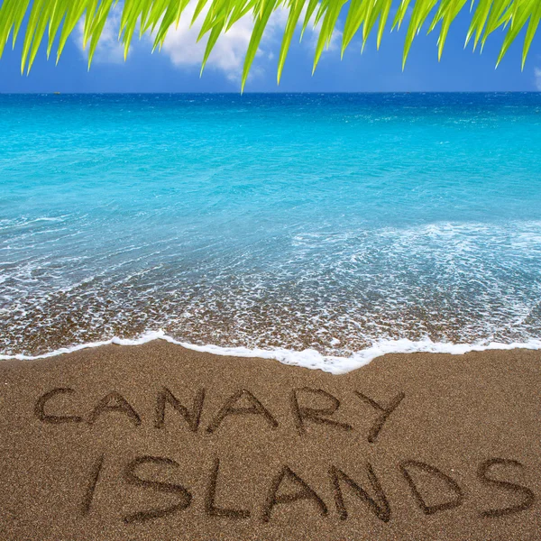 Brown beach sand written word Canary islands — Stock Photo, Image