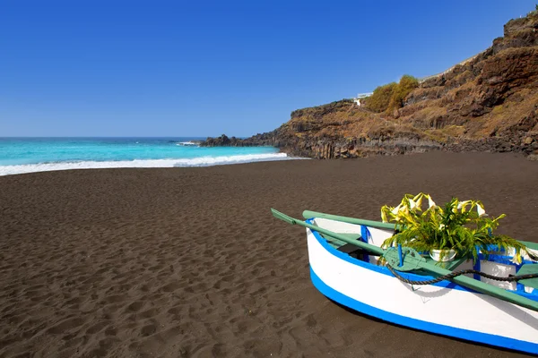 Strand el bollullo zwart bruin zand en aqua water — Stockfoto