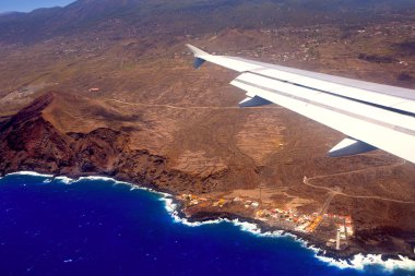 Aerial view from airplane of La Palma clipart