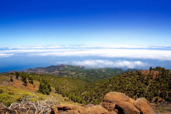 La Palma Caldera de Taburiente mar de nubes — Foto de Stock