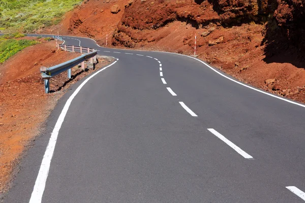 Canary Islands winding road curves in mountain — Stok fotoğraf