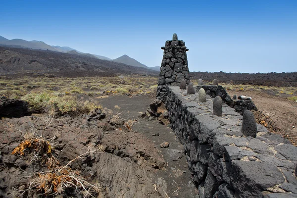 Coluna de vedação de pedra de lava La Palma em Fuencaliente — Fotografia de Stock