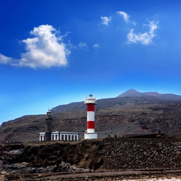 La Palma Fuencaliente lighthouse in saltworks — Stock Photo, Image