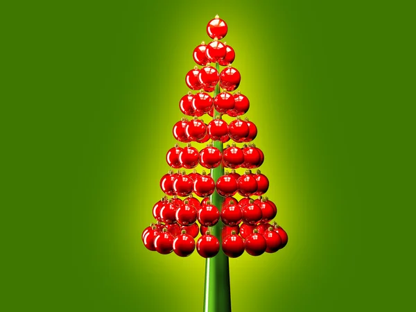 Weihnachtsbaum glänzend rote Christbaumkugeln 3d render — Stockfoto